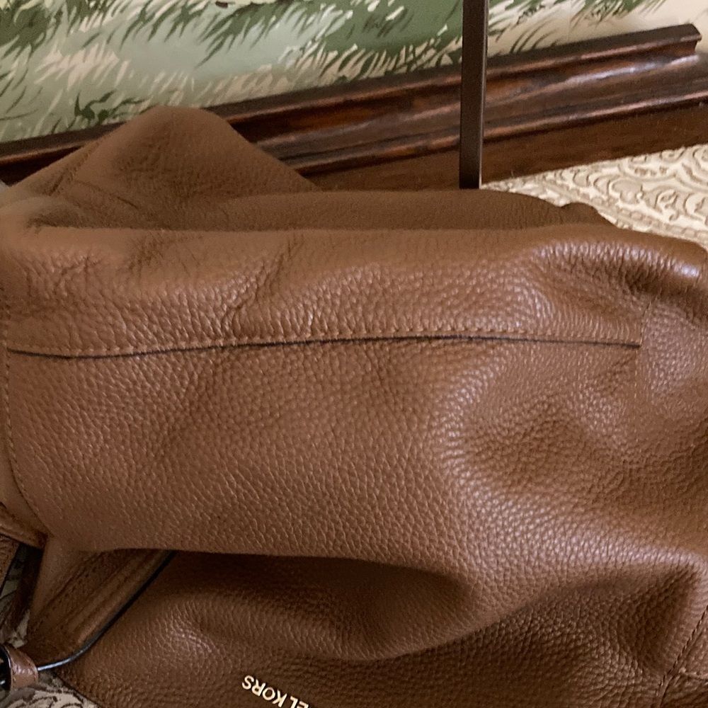 MICHAEL Michael Kors Brown Pebbled Leather Shoulder Bag with Tassels - Picture 6 of 14